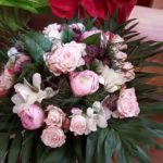 bouquet rond rose et blanc